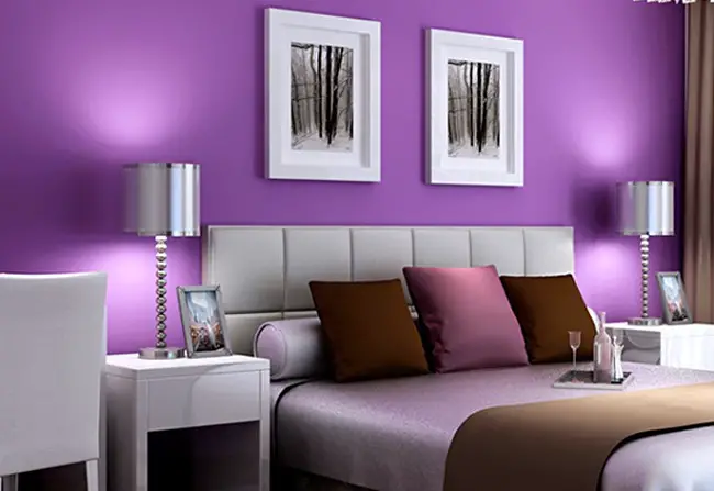 purple bedroom wall