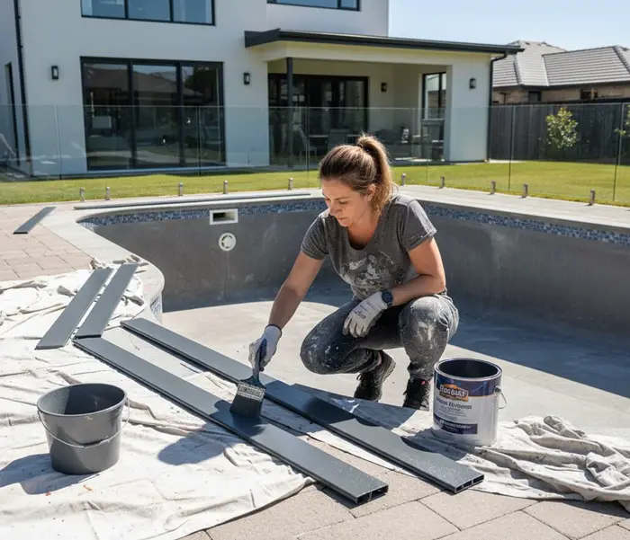 painting aluminum swimming pool coping