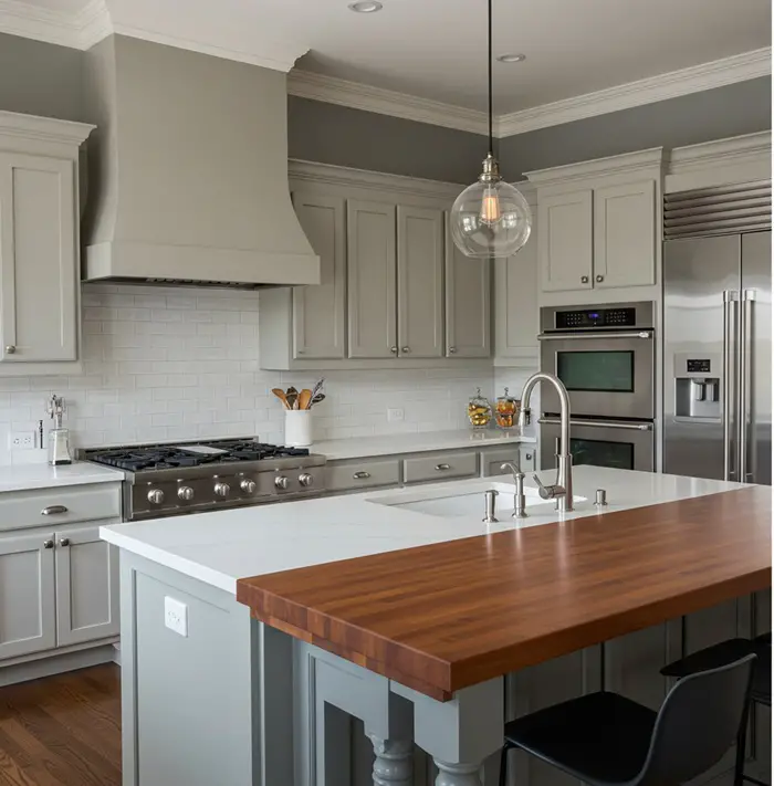 BM Revere Pewter Cabinets
