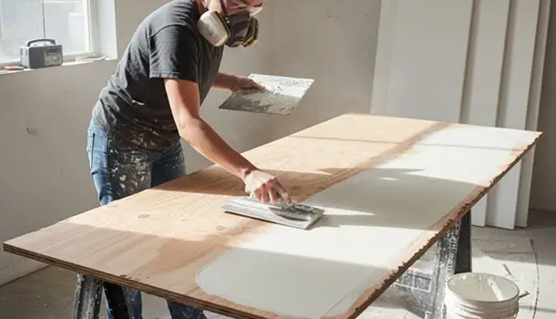 can you skim coat plywood with mud