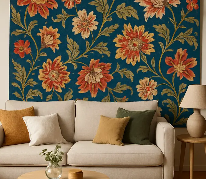 fabric on wall