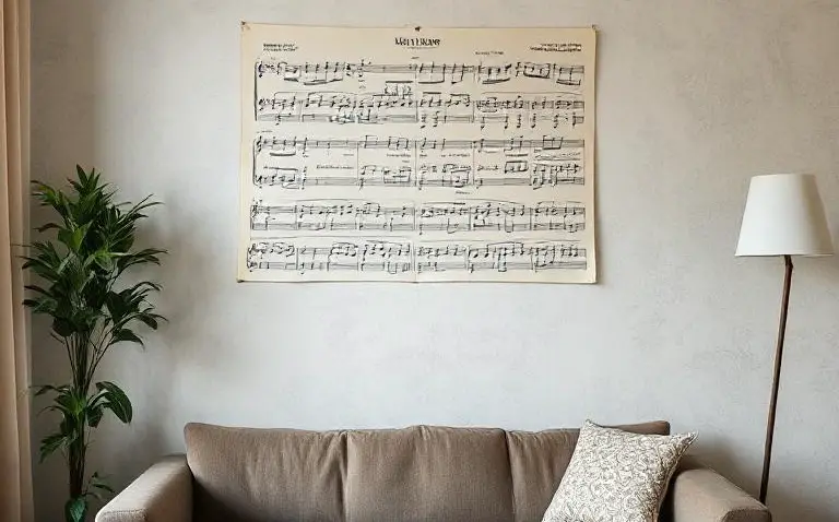 sheet music on wall