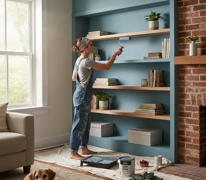 painting alcove shelving and built in cupboards